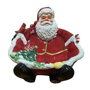 Vintage Home Interiors Santa Claus Decorative Bowl - Red and White